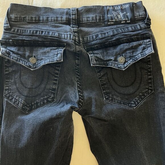 True Religion Mens Rocco Relaxed Skinny Jeans Size 34x32 Black Flap Pockets - Picture 5 of 12